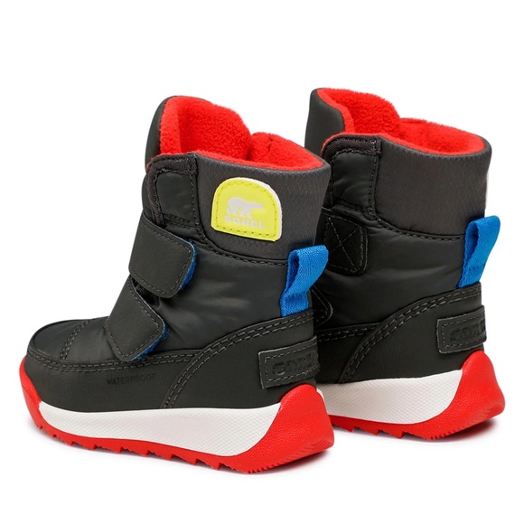 Sorel Whitney Strap Children's Boots Red and Black Micro Fleece Lined NWT - Picture 2 of 6